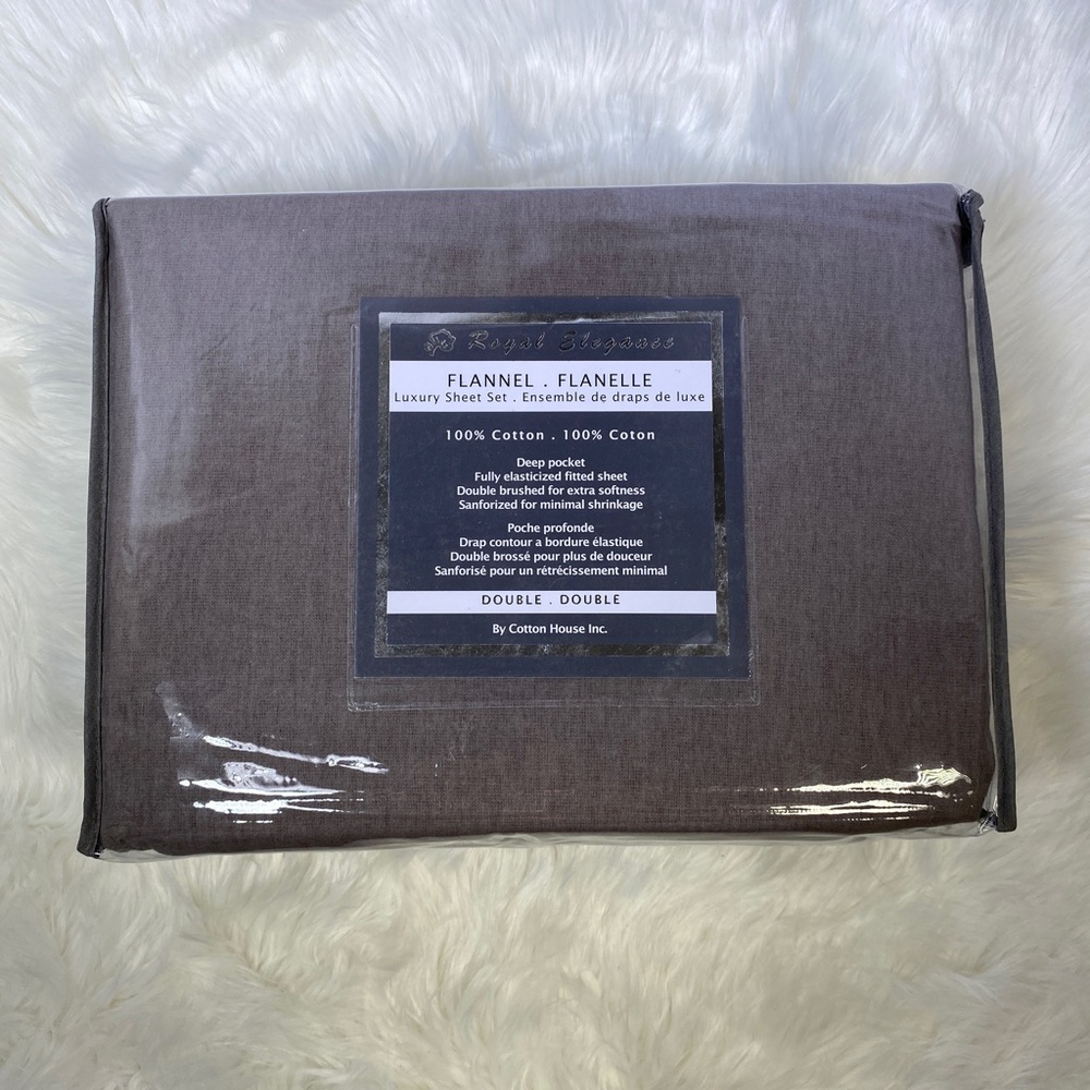 ✨FINAL STOCK✨Full 4pc Charcoal Flannel Bedsheets